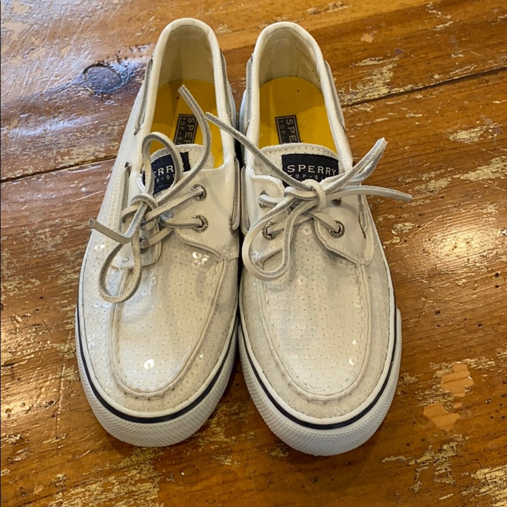 Sperry Topsiders White Sequin